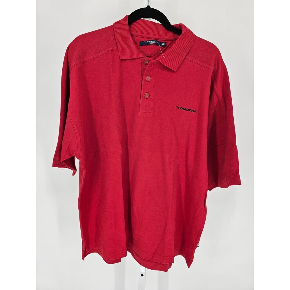 Diadora Mens Sz XXL Short Sleeve Polo Shirt Red Embroidered Logo